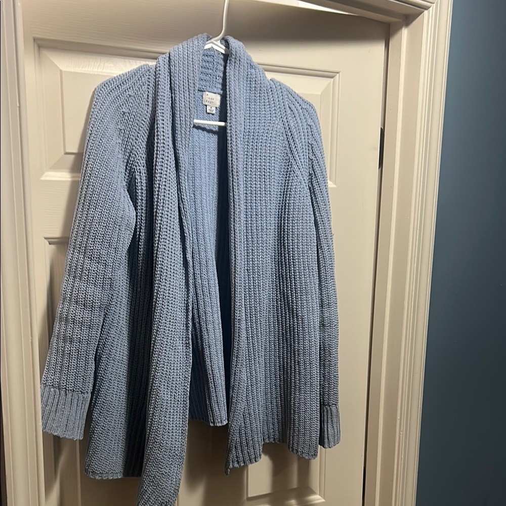 Women's Blue Open-Front Sweater